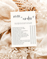 Over or Under Bridal Shower Game, Minimalist Bridal Shower, Modern Bridal Shower Game, Over or Under Trivia Game, Editable Template, M2