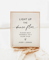 Glow Stick Sign Template, Wedding Glow Sticks Sign, Light Up the Dance Floor, Minimalist Wedding Send Off Sign, Glow Sticks Send Off, M9