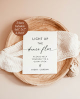 Glow Stick Sign Template, Wedding Glow Sticks Sign, Light Up the Dance Floor, Minimalist Wedding Send Off Sign, Glow Sticks Send Off, M9