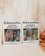 Newspaper Bridesmaid Proposal Card, Will You Be My Bridesmaid, Modern Bridesmaid Card, Bridesmaid Proposal Newspaper, Editable Template, N2
