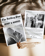 Christmas Card Template, Newspaper Christmas Card, Modern Wedding Thank You Card, Wedding Photo Thank You Card, Newspaper Holiday Card, N2