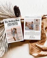 Christmas Card Template, Newspaper Christmas Card, Modern Holiday Card, The Holiday Post, Family Christmas Card, Newspaper Holiday Card, N2