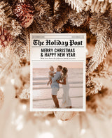 Christmas Card Template, Newspaper Christmas Card, Modern Holiday Card, The Holiday Post, Family Christmas Card, Newspaper Holiday Card, N2
