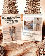 Christmas Card Template, Newspaper Christmas Card, Modern Holiday Card, The Holiday Post, Family Christmas Card, Newspaper Holiday Card, N2