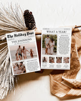 Christmas Card Template, Newspaper Christmas Card, Modern Holiday Card, The Holiday Post, Family Christmas Card, Newspaper Holiday Card, N2