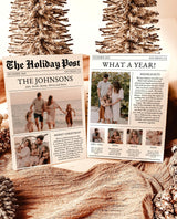 Christmas Card Template, Newspaper Christmas Card, Modern Holiday Card, The Holiday Post, Family Christmas Card, Newspaper Holiday Card, N2
