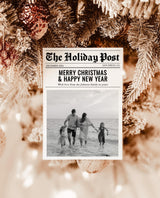 Christmas Newsletter Template, Holiday Card, Modern Christmas Card, Newspaper Christmas Card, Editable Template, Newspaper Holiday Card, N2