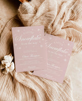 Winter Baby Shower Invitation, Modern Pink Girl Baby Shower, A Little Snowflake is the Way, Winter Wonderland Shower, Editable Template W2