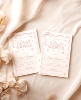 Winter Baby Shower Invite, A Little Snowflake is on the Way, Modern Pink Girl Baby Shower, Winter Wonderland Shower, Editable Template W2