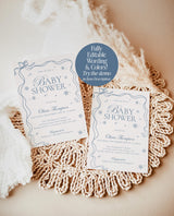 Winter Baby Shower Invite, A Little Snowflake is on the Way, Modern Boy Baby Shower, Winter Wonderland Shower, Editable Template W2
