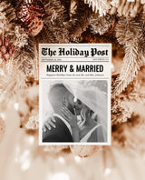 Christmas Card Template, Newspaper Christmas Card, Modern Wedding Thank You Card, Wedding Photo Thank You Card, Newspaper Holiday Card, N2