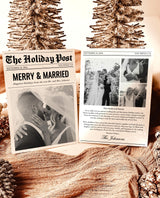 Christmas Card Template, Newspaper Christmas Card, Modern Wedding Thank You Card, Wedding Photo Thank You Card, Newspaper Holiday Card, N2