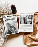 Christmas Card Template, Newspaper Christmas Card, Modern Wedding Thank You Card, Wedding Photo Thank You Card, Newspaper Holiday Card, N2