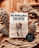 Christmas Card Template, Newspaper Christmas Card, Modern Holiday Card, The Holiday Post, Family Christmas Card, Newspaper Holiday Card, N2