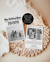 Christmas Newsletter Template, Holiday Card, Modern Christmas Card, Newspaper Christmas Card, Editable Template, Newspaper Holiday Card, N2