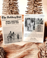 Christmas Newsletter Template, Holiday Card, Modern Christmas Card, Newspaper Christmas Card, Editable Template, Newspaper Holiday Card, N2
