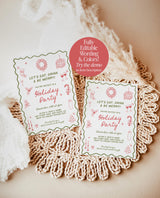 Christmas Party Invitation, Holiday Party Invite, Hand Drawn Christmas Invitation, Boho Christmas Party Invite, Editable Template, H1