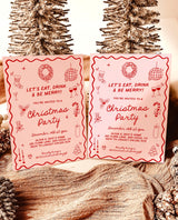 Christmas Party Invitation, Holiday Party Invite, Hand Drawn Christmas Invitation, Boho Christmas Party Invite, Editable Template, H1