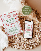 Christmas Dinner Party Invite, Hand Drawn Christmas Party, Holiday Party Invite, Merry & Bright Christmas Dinner Invite Editable Template H1