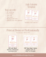 Bridesmaid Proposal Card Template, Bridesmaid Card, Will You Be My Bridesmaid, Wavy Border, Bow Proposal, Bouquet Bridesmaid Proposal, H1