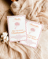 Bridesmaid Proposal Card Template, Bridesmaid Card, Will You Be My Bridesmaid, Wavy Border, Bow Proposal, Bouquet Bridesmaid Proposal, H1