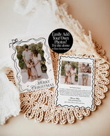 Christmas Card Template, Photo Christmas Card, Wavy Holiday Card, Family Christmas Card, Bow Holiday Card, Hand Drawn Merry Christmas, H1