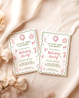 Holiday Party Invite, Hand Drawn Christmas Party, Christmas Dinner Party Invite, Merry & Bright Christmas Dinner Invite Editable Template H1