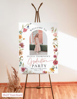 Wildflower Graduation Party Photo Welcome Sign