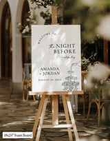 Champagne Tower Rehearsal Dinner Welcome Sign