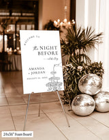 Champagne Tower Rehearsal Dinner Welcome Sign