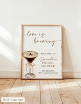 Love is Brewing Bridal Shower Welcome Sign | Espresso Martini Wedding - close-up detail