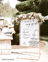 Engagement Party Welcome Sign | Minimalist Modern Champagne Tower