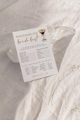 Who Knows the Bride Best Bridal Shower Game | Espresso Martini - detail view