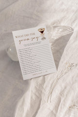 What Did the Groom Say Bridal Shower Game | Love is Brewing Espresso Martini - Printed Game by Wild Bloom Design Studio
