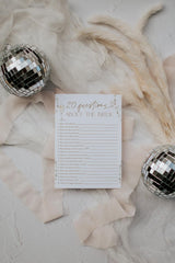 20 Questions About the Bride Bridal Shower Game | Pearls and Prosecco - close-up detail