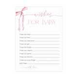 Wishes for Baby Card Baby Shower Card | Pink Bow - alternate view