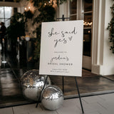 She Said Yes Bridal Shower Welcome Sign | Modern Minimalist