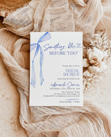 Something Blue Before I Do Bridal Shower Invitation with Envelopes | Blue Bow Coquette - mockup display