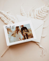 Folded Photo Wedding Thank You Card with Envelopes | Blank Inside Modern Minimalist - Printed Thank You Card by Wild Bloom