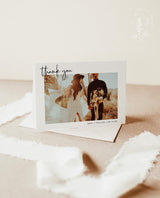 Folded Photo Wedding Thank You Card with Envelopes | Blank Inside Modern Minimalist - detail view