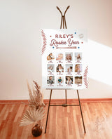 Rookie of the Year 1st Birthday Photo Collage Sign | Baseball Monthly Milestone - detail view