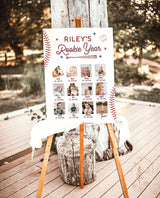 Rookie of the Year 1st Birthday Photo Collage Sign | Baseball Monthly Milestone - mockup display