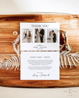 Photo Wedding Thank You Card with Envelopes | Minimalist 3 Photo Strip - mockup display