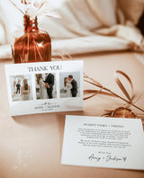 Photo Wedding Thank You Card with Envelopes | Minimalist 3 Photo Strip - close-up detail