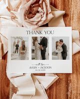 Photo Wedding Thank You Card with Envelopes | Minimalist 3 Photo Strip - styled photo