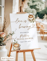 Love is Brewing Bridal Shower Welcome Sign - Espresso Coffee
