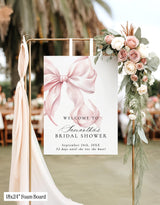 Pink Bow Bridal Shower Welcome Sign - Coquette
