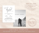 Editable Elopement Party Invite Template | Minimal Calligraphy