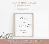 Love is Sweet Editable Sign Template | Love is Sweet Please Take a Treat