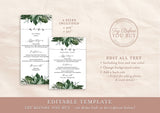 Tropical Wedding Menu Template | Palm Leaf Menu Card